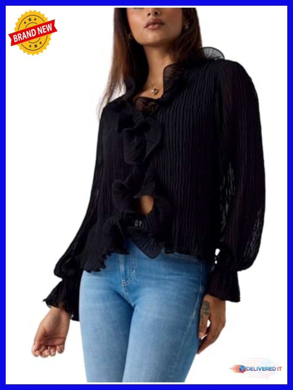 Eco Long Sleeve Faye Top with Ruffle Details